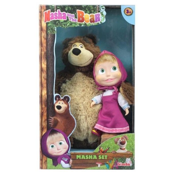 Masha Set Bambola cm.23 e Orso Peluche cm.43 con gambe mobili - Giocheria